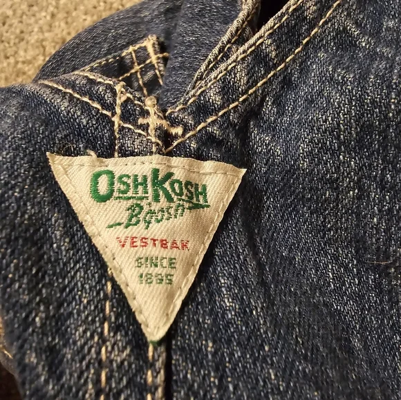 OshKosh B'Gosh Vintage Denim Vestbak Short Overalls Kids Size 12 months - Picture 3 of 10